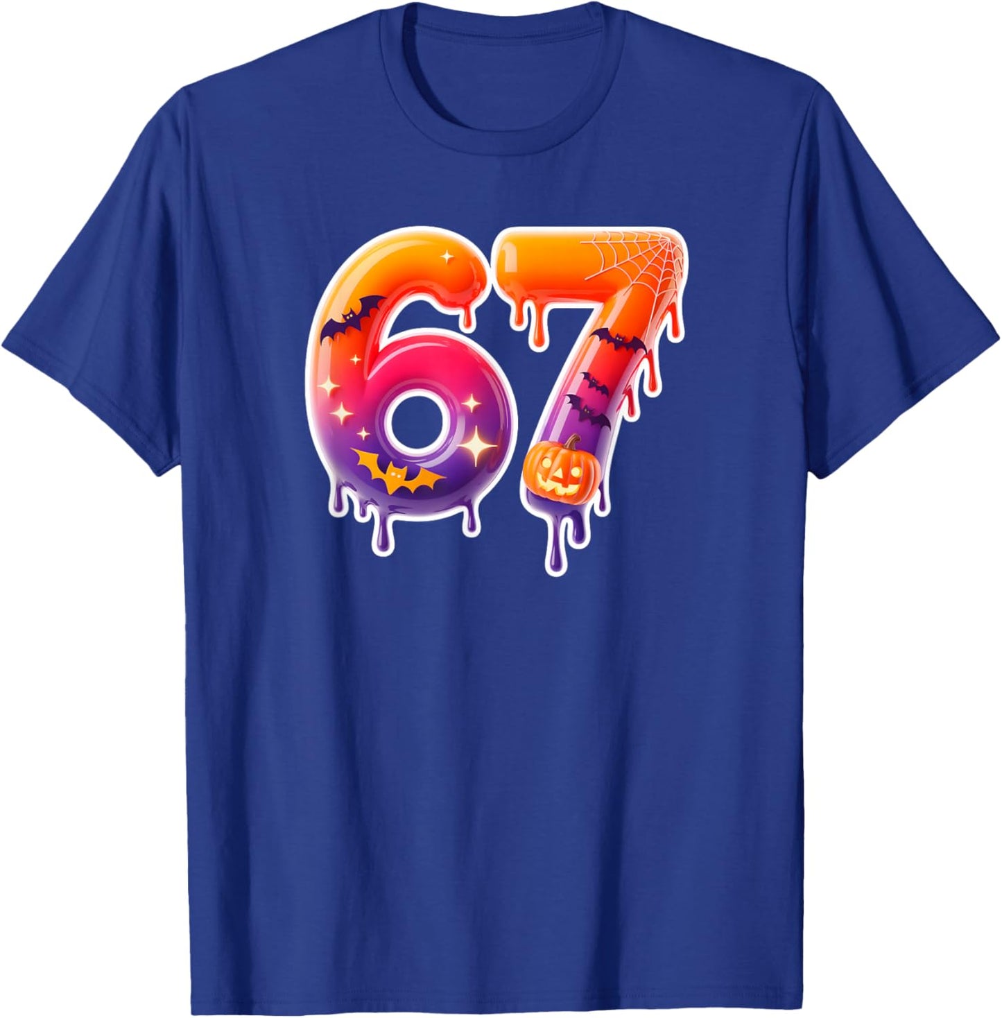 Six Seven 67 6 7 Meme Design Funny Ice Cream Drip Costume T-Shirt - T-Shirt | Royal