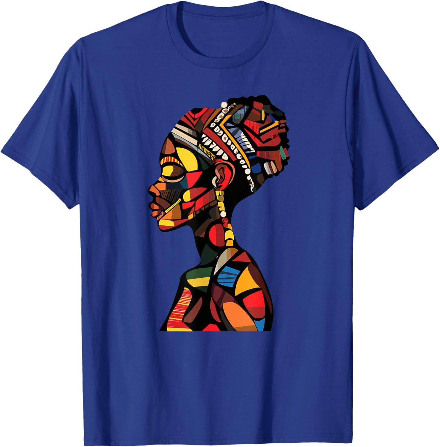 African Queen Profile Colorful Afrocentric Woman T-Shirt - T-Shirt | Royal