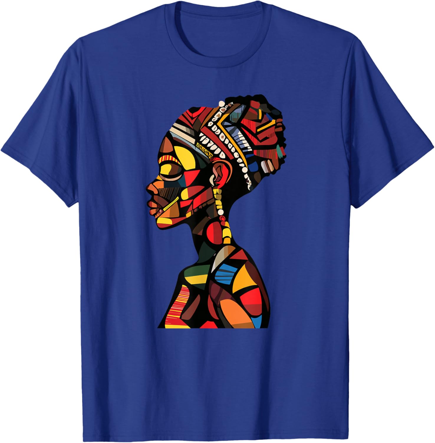 African Queen Profile Colorful Afrocentric Woman T-Shirt - T-Shirt | Royal