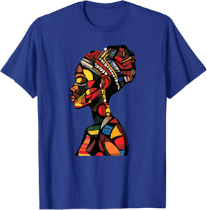 African Queen Profile Colorful Afrocentric Woman T-Shirt - T-Shirt | Royal