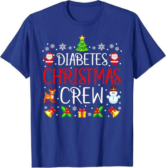 Diabetes Christmas Crew Matching Xmas Diabetes Nurse T-Shirt - T-Shirt | Royal