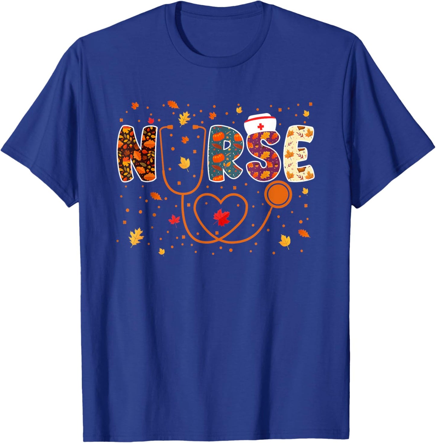 Nursing Thanksgiving Day Stethoscope Fall Nurse Costume T-Shirt - T-Shirt | Royal