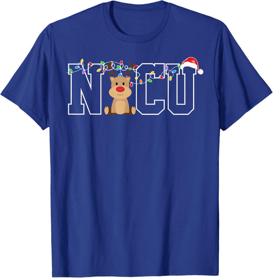 Nicu Nurse Christmas Reindeer Festive Nurse Gift T-Shirt - T-Shirt | Royal