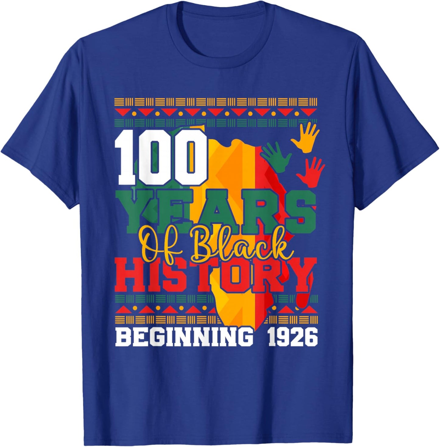 100 Years of Black History 1926 2026 Centennial Teacher T-Shirt - T-Shirt | Royal