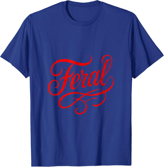 Feral - Vintage Gothic Minimalist Style T-Shirt - T-Shirt | Royal