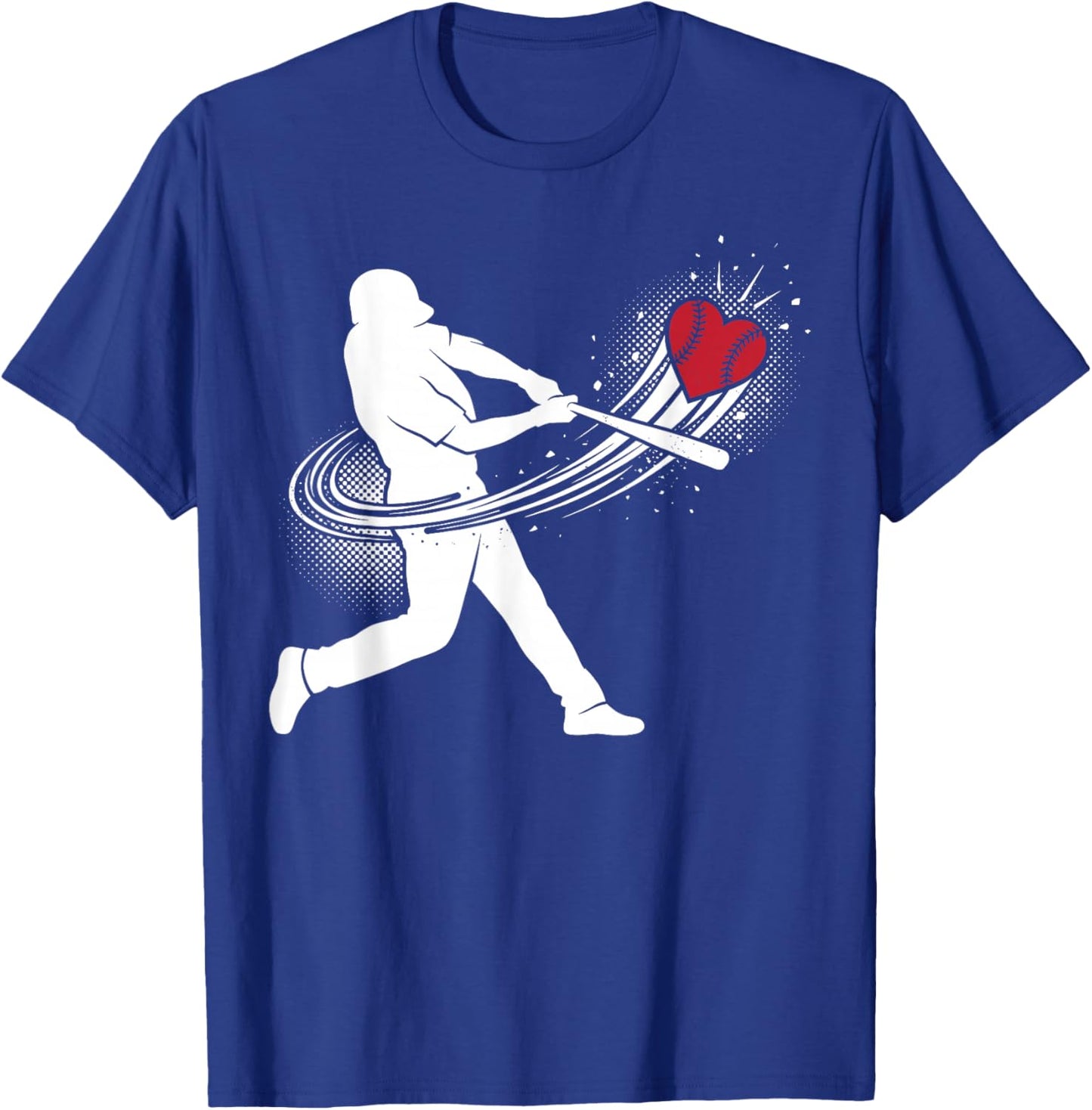 Valentines Day Baseball Batter Silhouette Heart T-Shirt - T-Shirt | Royal