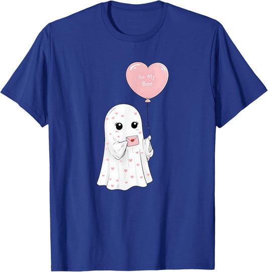 Cute Valentine Ghost Be My Boo Heart Balloon T-Shirt - T-Shirt | Royal