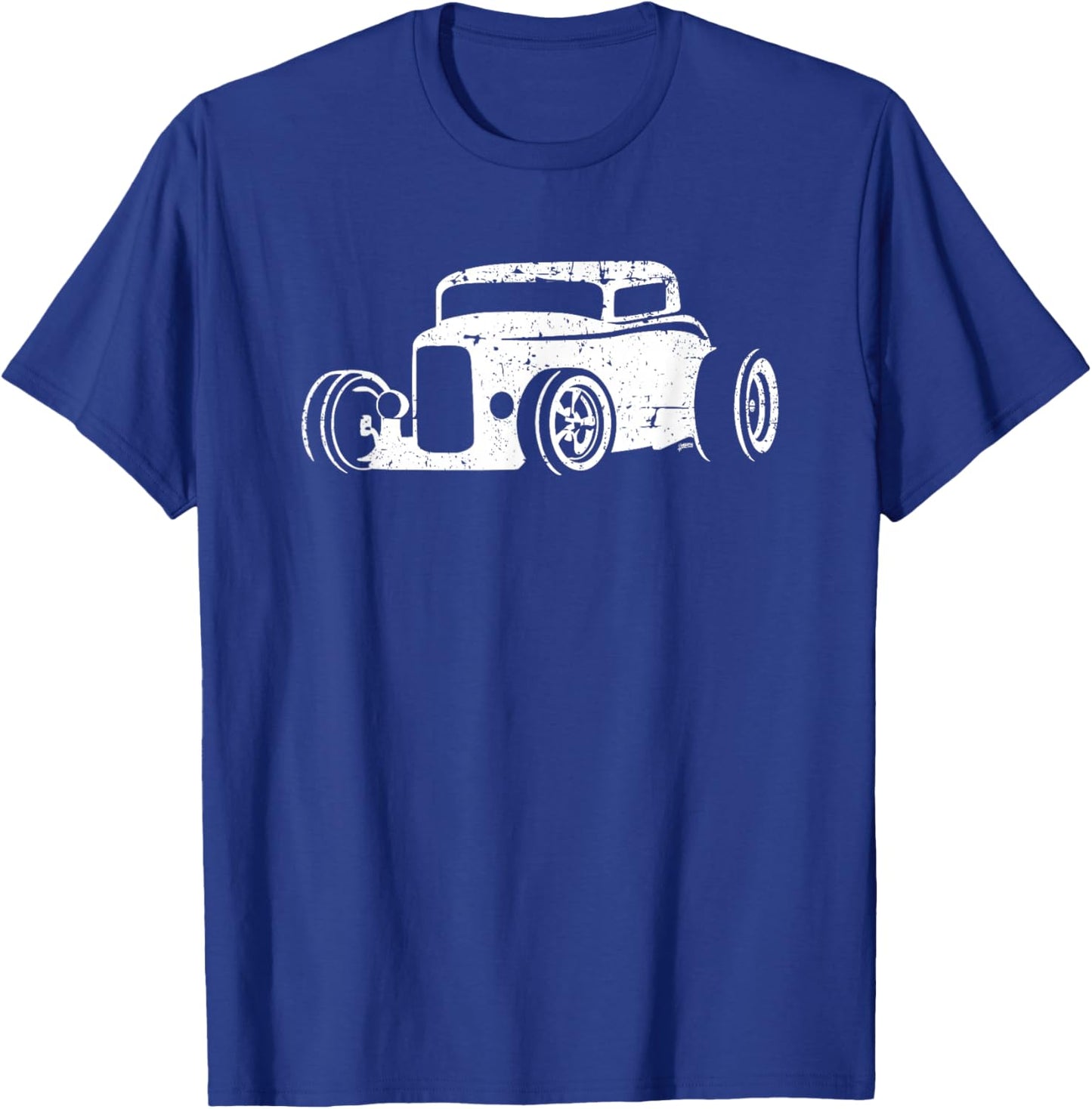 Thirties Style Hotrod Car Silhouette Distressed Design T-Shirt - T-Shirt | Royal