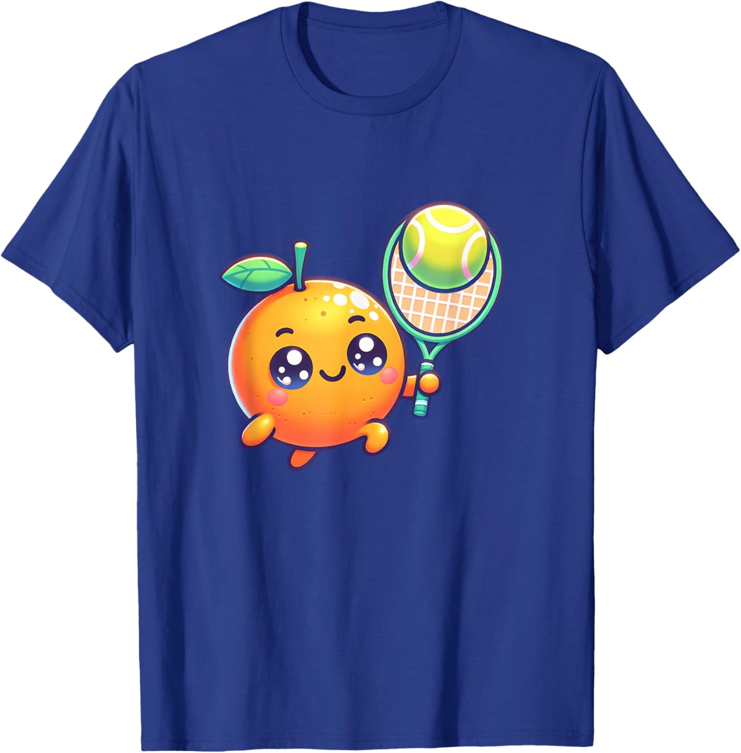 Cute Citrus Tennis Orange with Racket and Ball T-Shirt - T-Shirt | Royal
