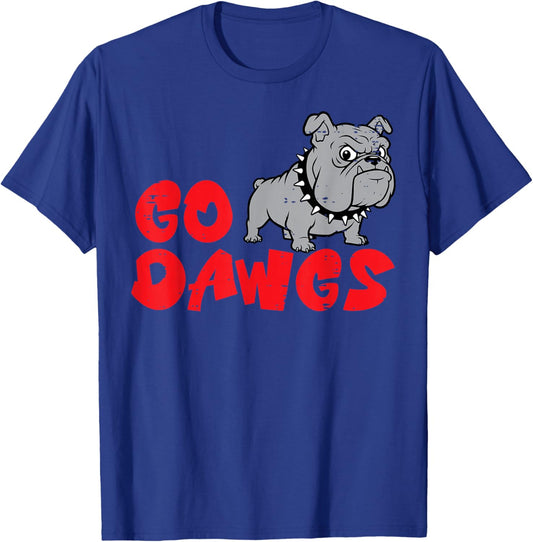 Go Dawgs Bulldog Men Kids Boys Girls Women Youth Teen T-Shirt - T-Shirt | Royal