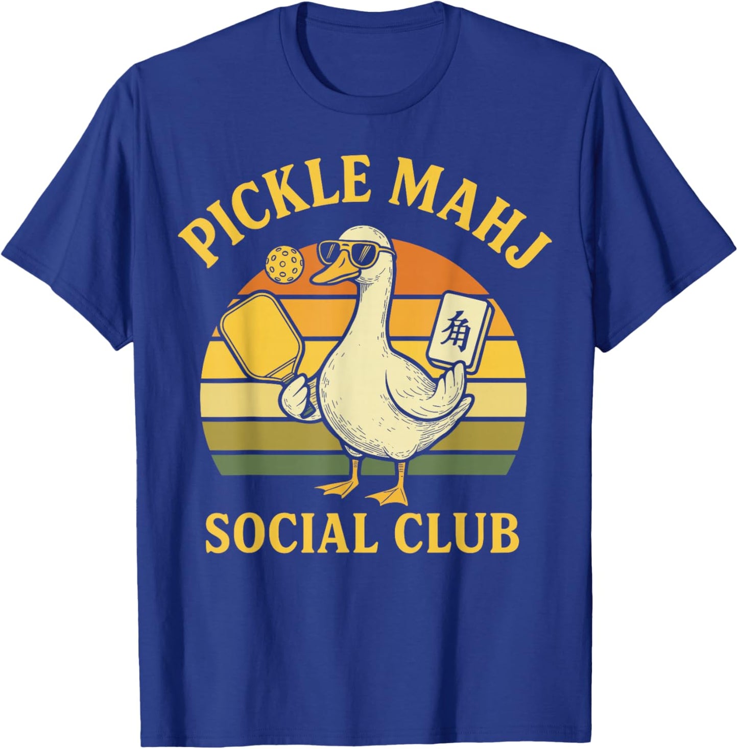 Vintage Goose Pickleball Mahjong Social Club League Edition T-Shirt - T-Shirt | Royal