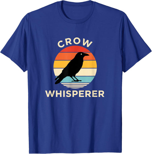 Bird Crow Whisperer Retro Sunset Corvid Lover T-Shirt - T-Shirt | Royal