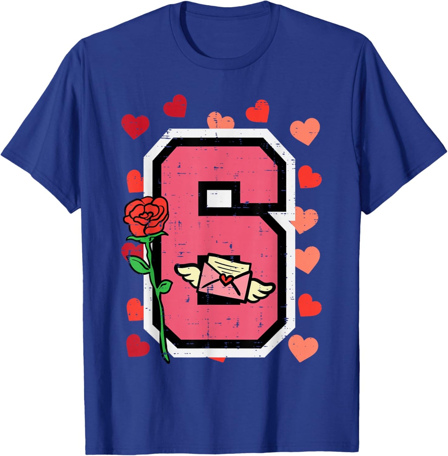 Number 6 Valentines Day 6 7 Matching Couple Kids Boys Youth T-Shirt - T-Shirt | Royal