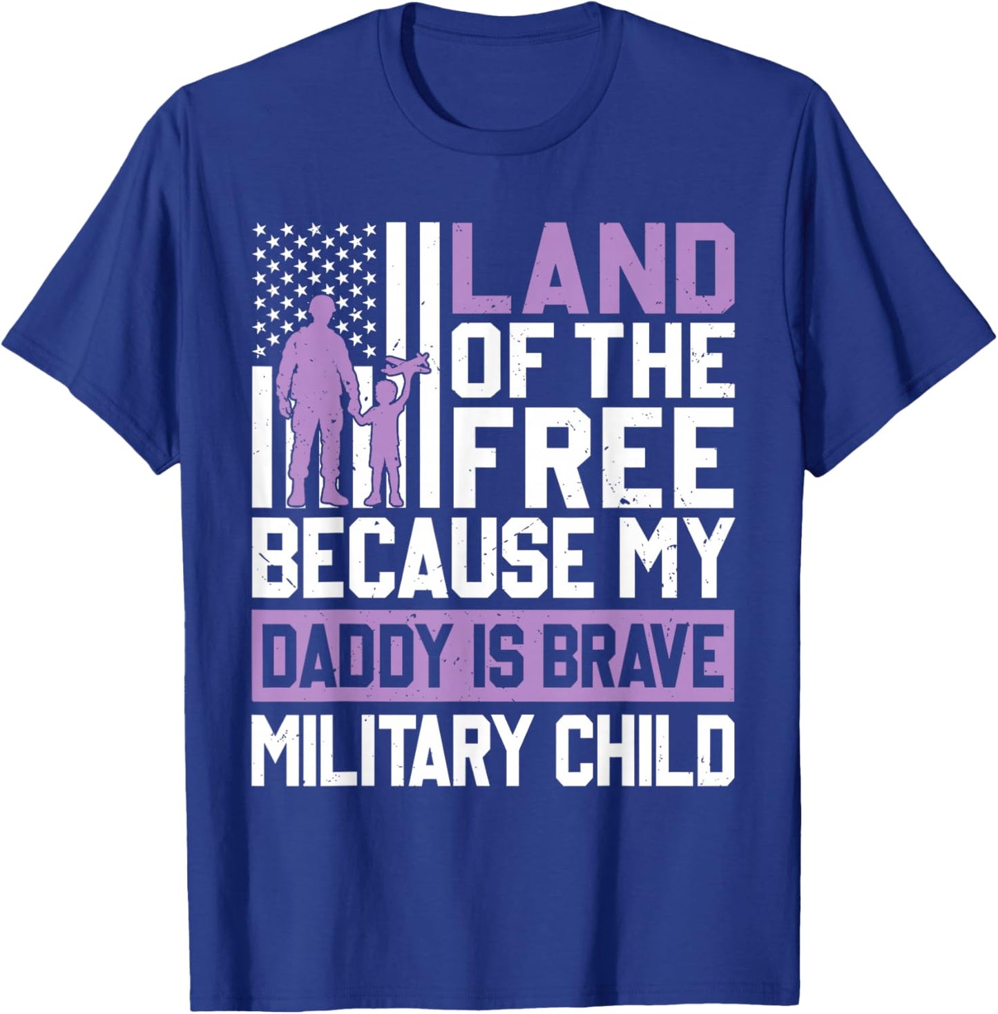 Purple Up for Military Kids USA Flag Military Child Month T-Shirt - T-Shirt | Royal