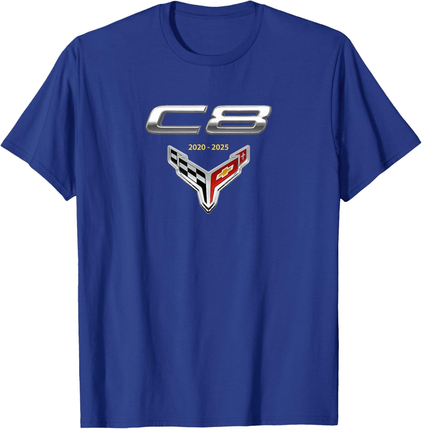 C8 CAR Badge Emblem 2020-2025, American Muscle Sports CAR T-Shirt - T-Shirt | Royal