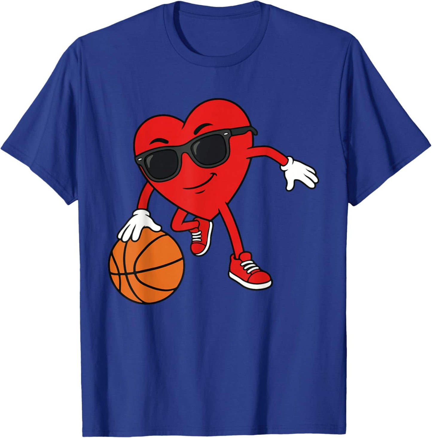 Valentines Day Basketball Heart Playing Basketball Boys Kids T-Shirt - T-Shirt | Royal