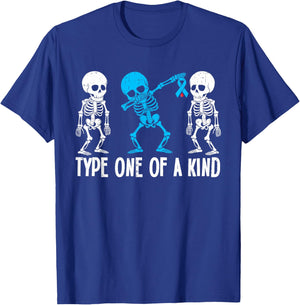 Type One of A Kind Diabetes Skeleton Diabetes Awareness T-Shirt - T-Shirt | Royal