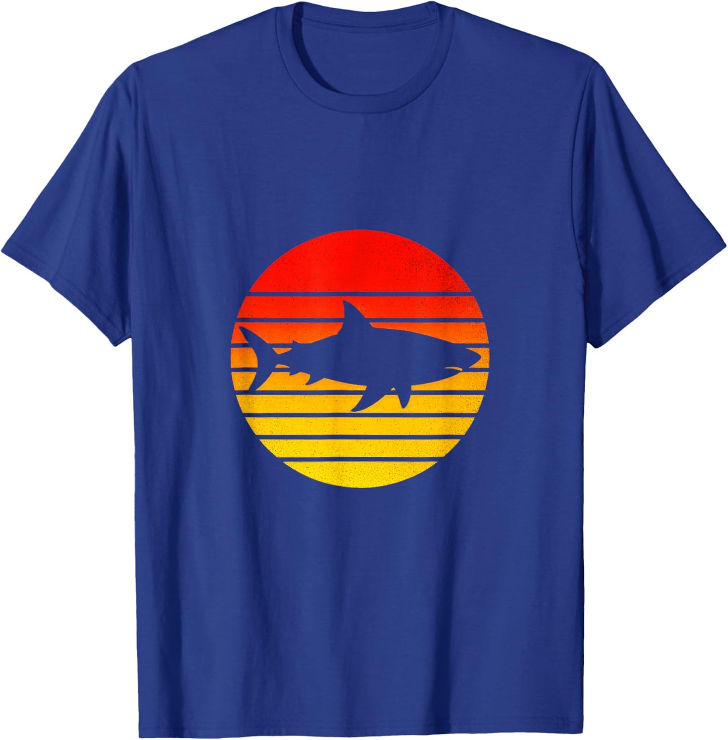 Shark Silhouette - Retro s Sunset T-Shirt - T-Shirt | Royal