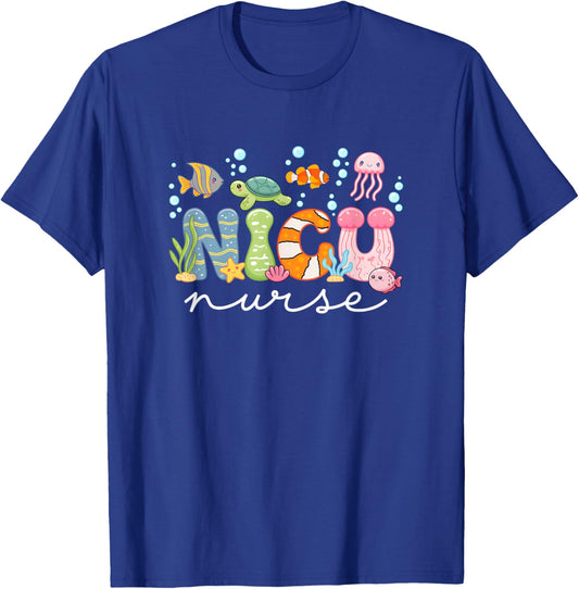 Nicu Nurse Cute Ocean Sea Neonatal Intensive Care Unit T-Shirt - T-Shirt | Royal