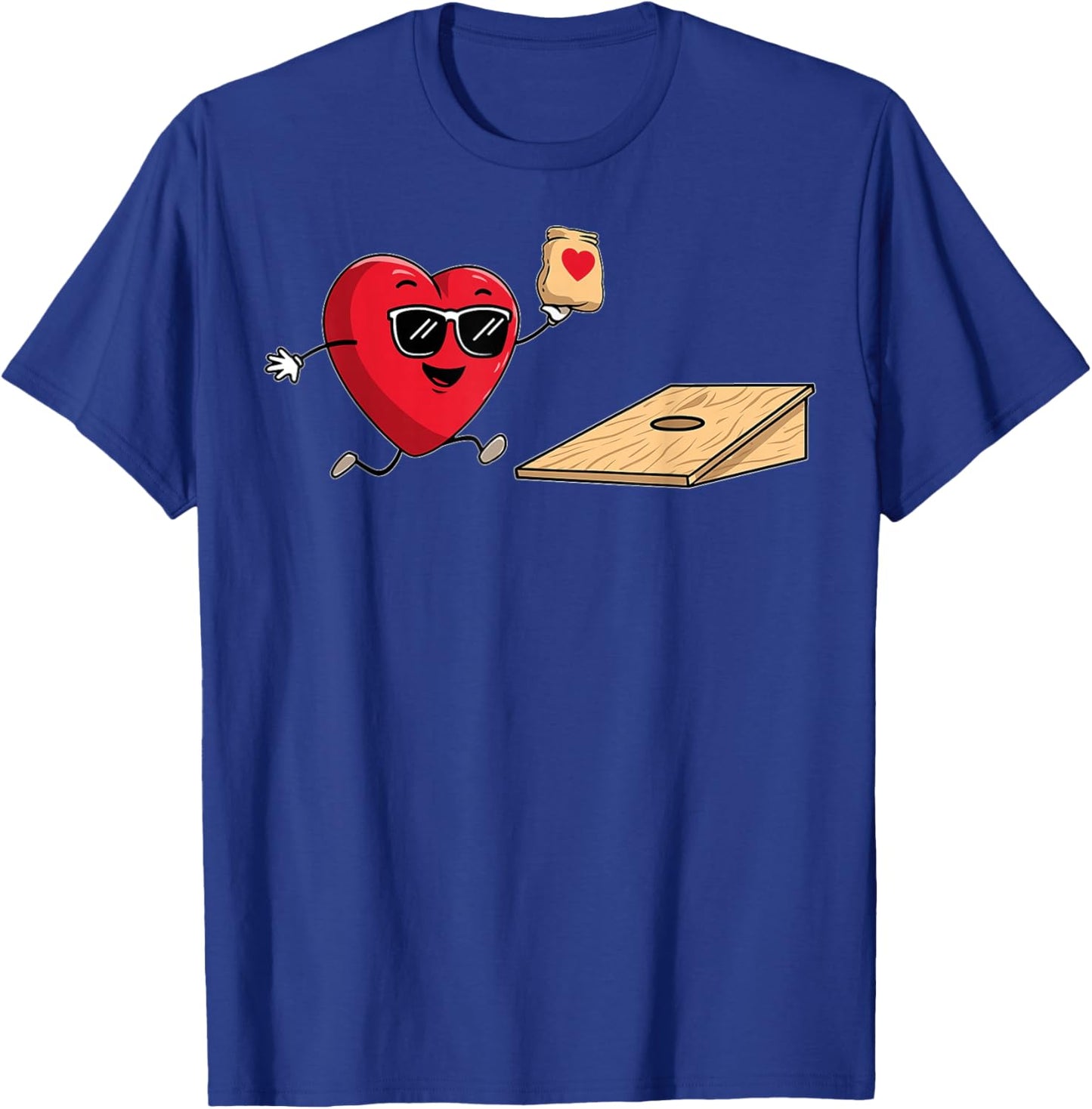 Cornhole Heart Team Player Valentine's Day Sunglasses T-Shirt - T-Shirt | Royal