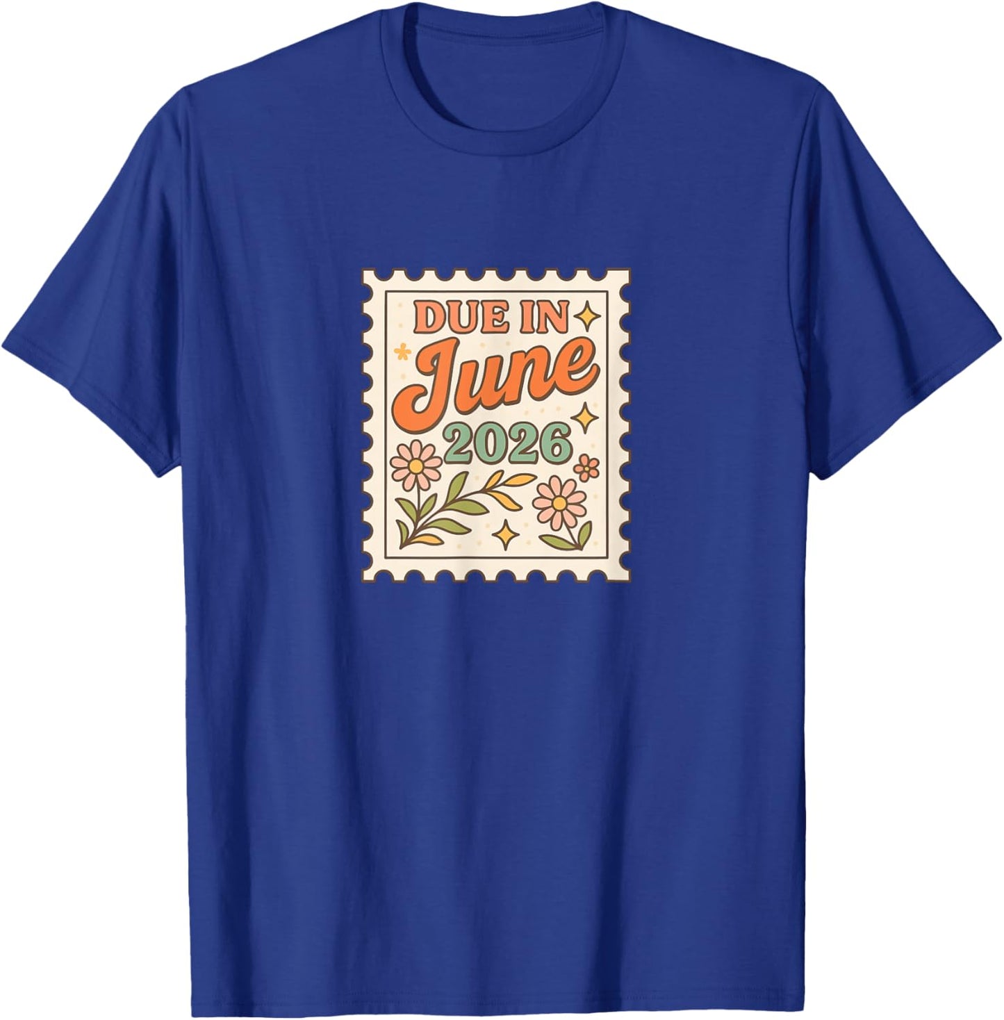Due in June 2026 Cute Maximalist Baby Announcement T-Shirt - T-Shirt | Royal
