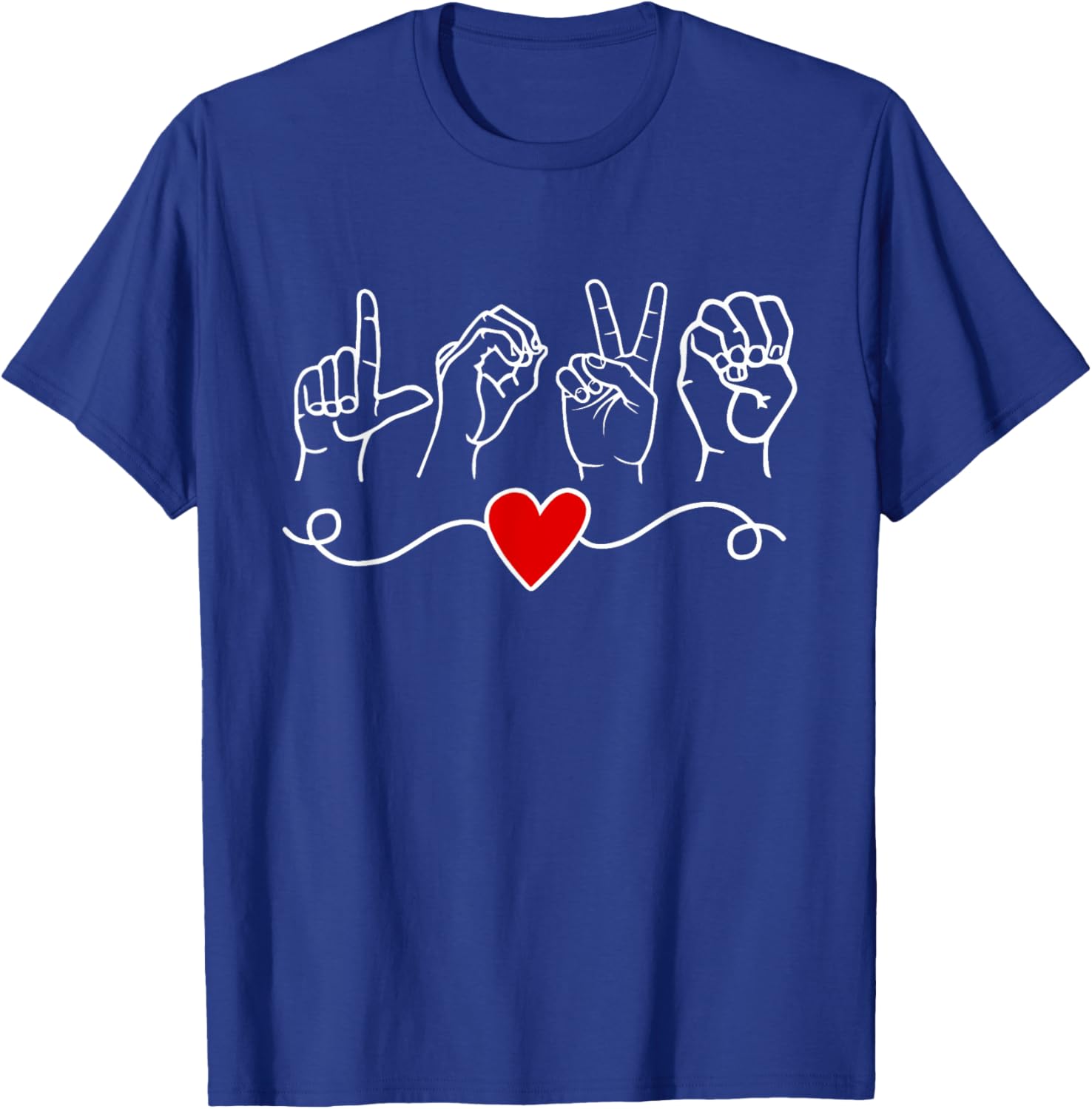 Valentines Day I Love You Hand Sign ASL Heart Women Men T-Shirt - T-Shirt | Royal