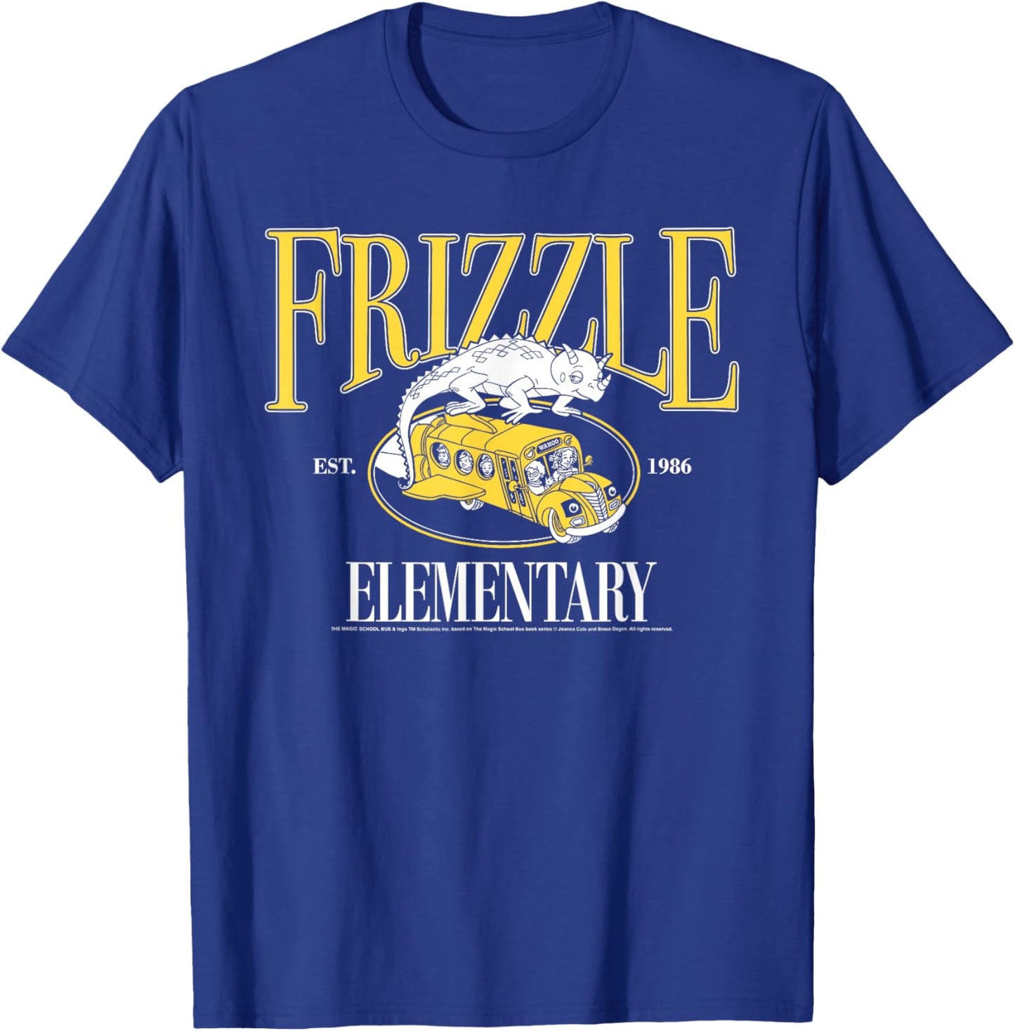 The Magic School Bus Frizzle Elementary Est. 1986 Cartoon T-Shirt - T-Shirt | Royal
