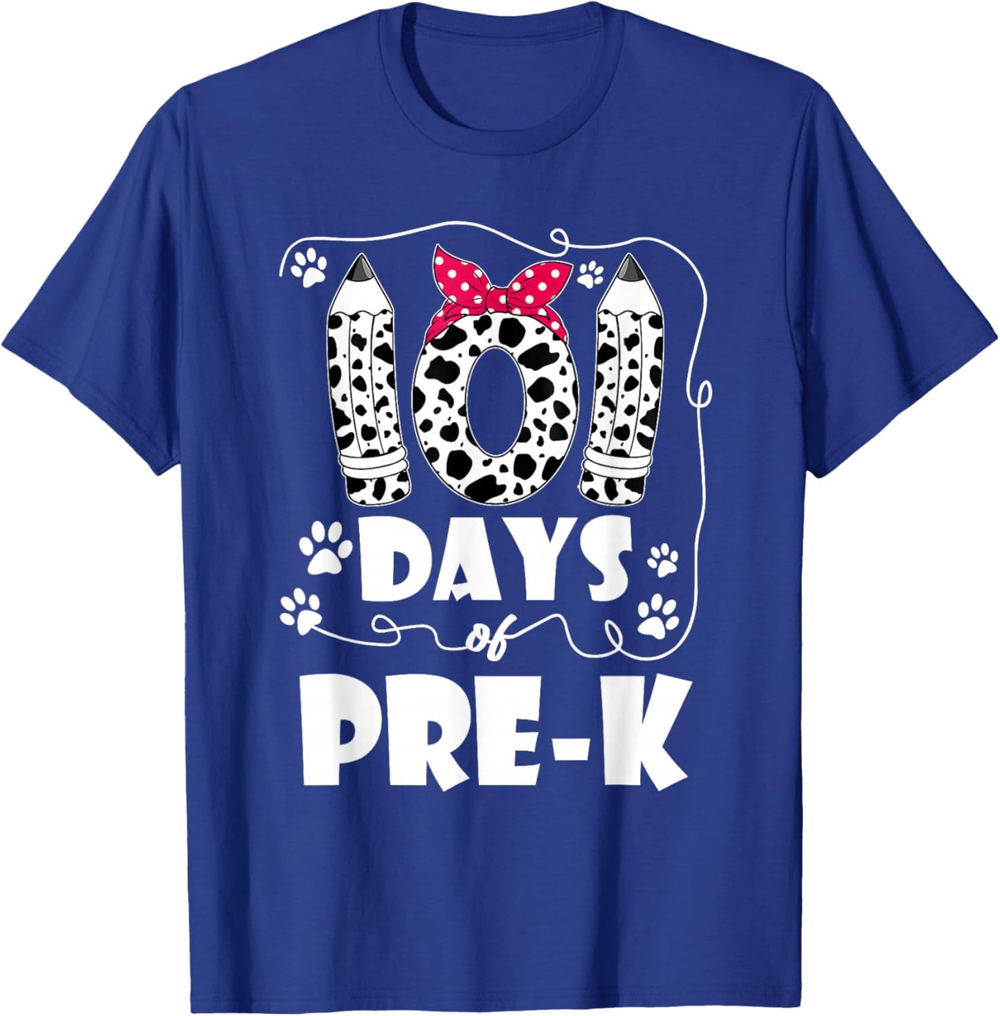 101 Days of Pre K 100 Days of School Kids Teacher T-Shirt - T-Shirt | Royal