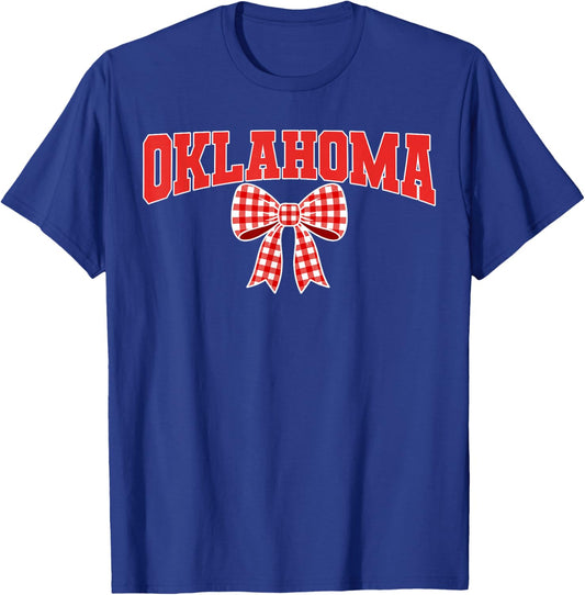 Oklahoma OK Women Toddler Girls Coquette Bow State Pride T-Shirt - T-Shirt | Royal