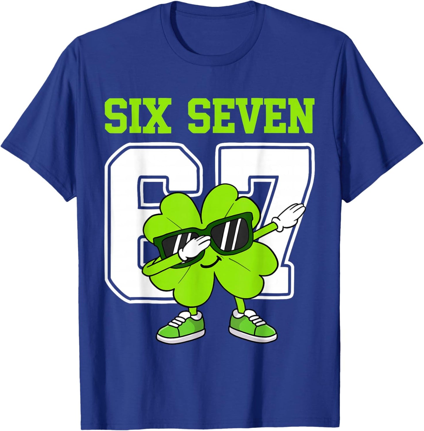 Boys St Patricks Day Dabbing Shamrock Clover 67 Six Seven T-Shirt - T-Shirt | Royal