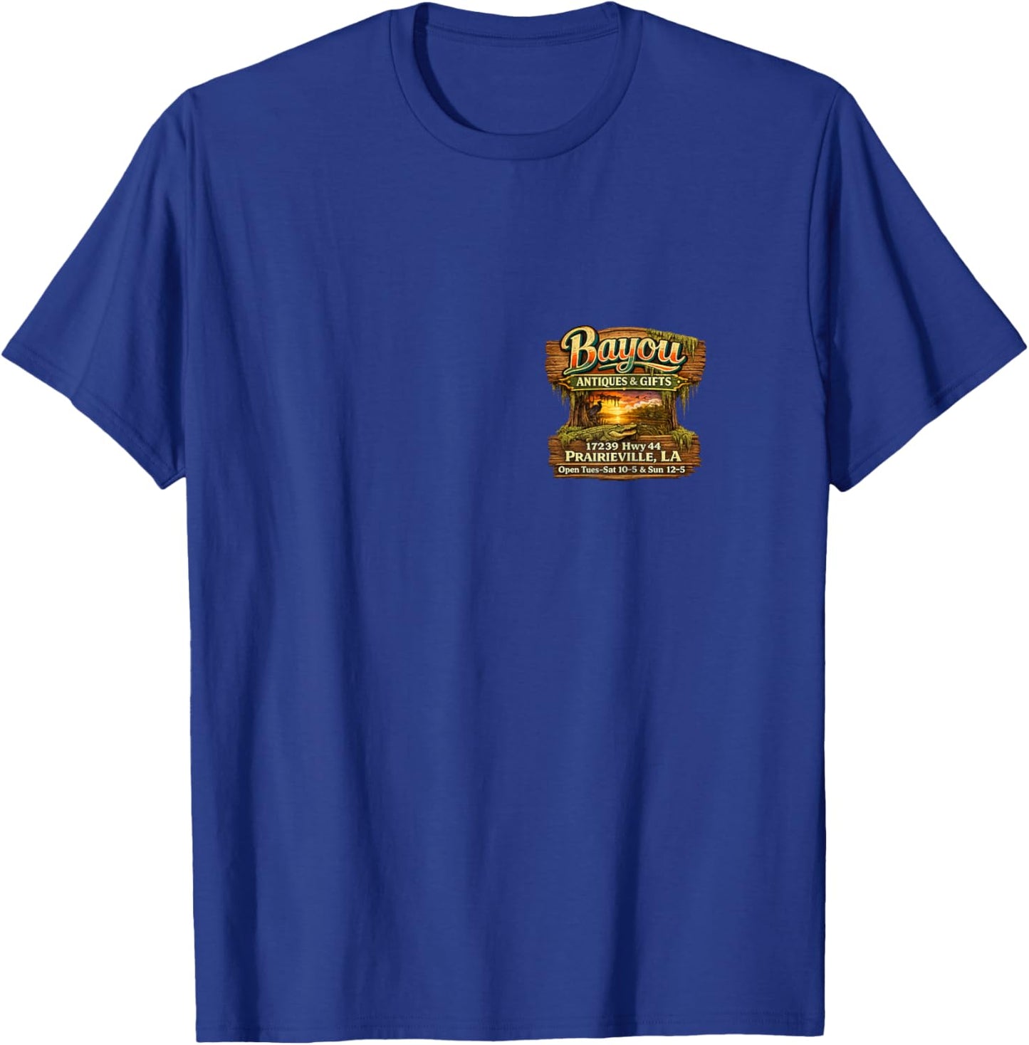Bayou Antiques and Gifts Swamp Sign T-Shirt - T-Shirt | Royal
