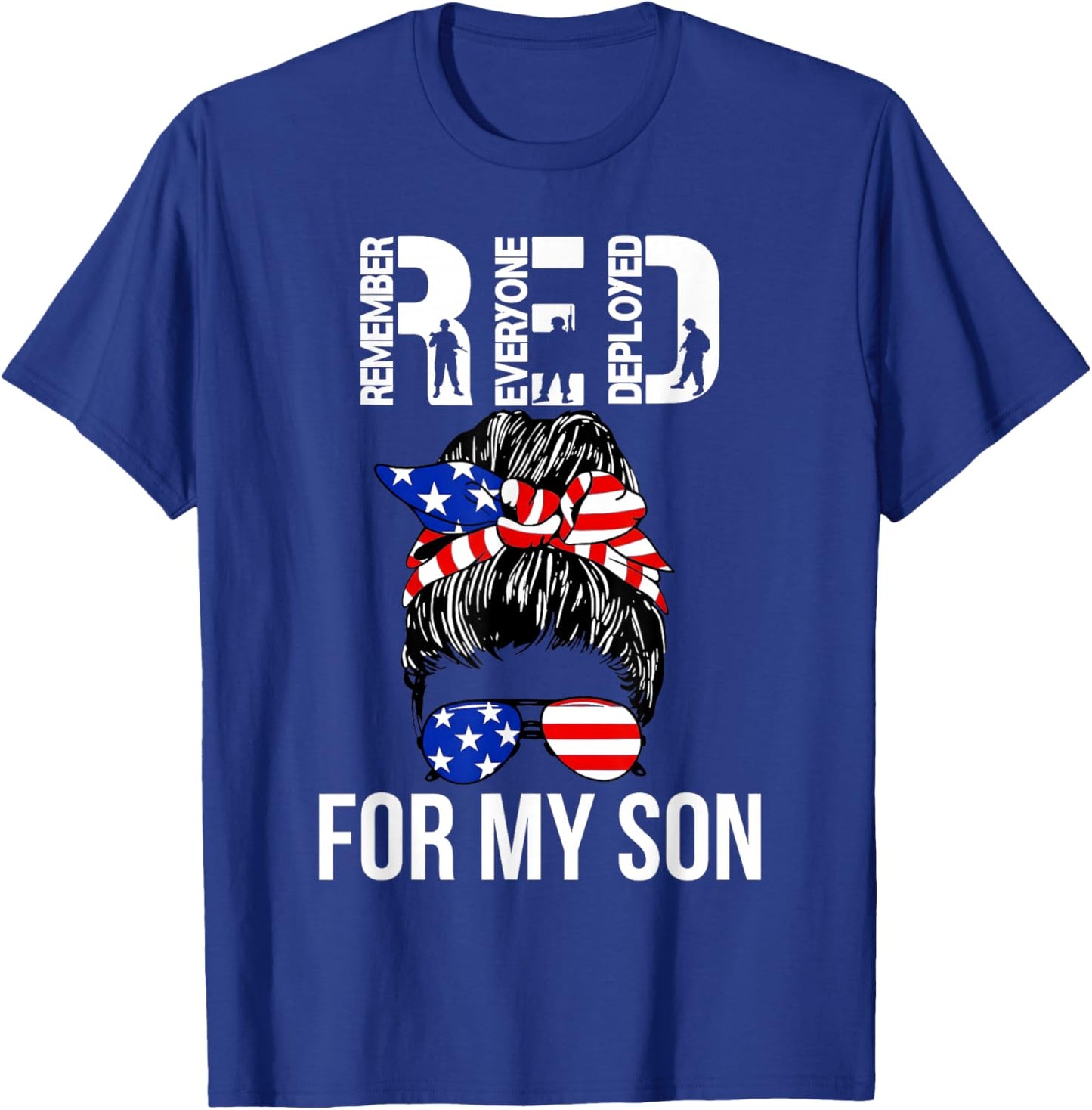 Military American Flag RED Remember Everyone Deployed T-Shirt - T-Shirt | Royal