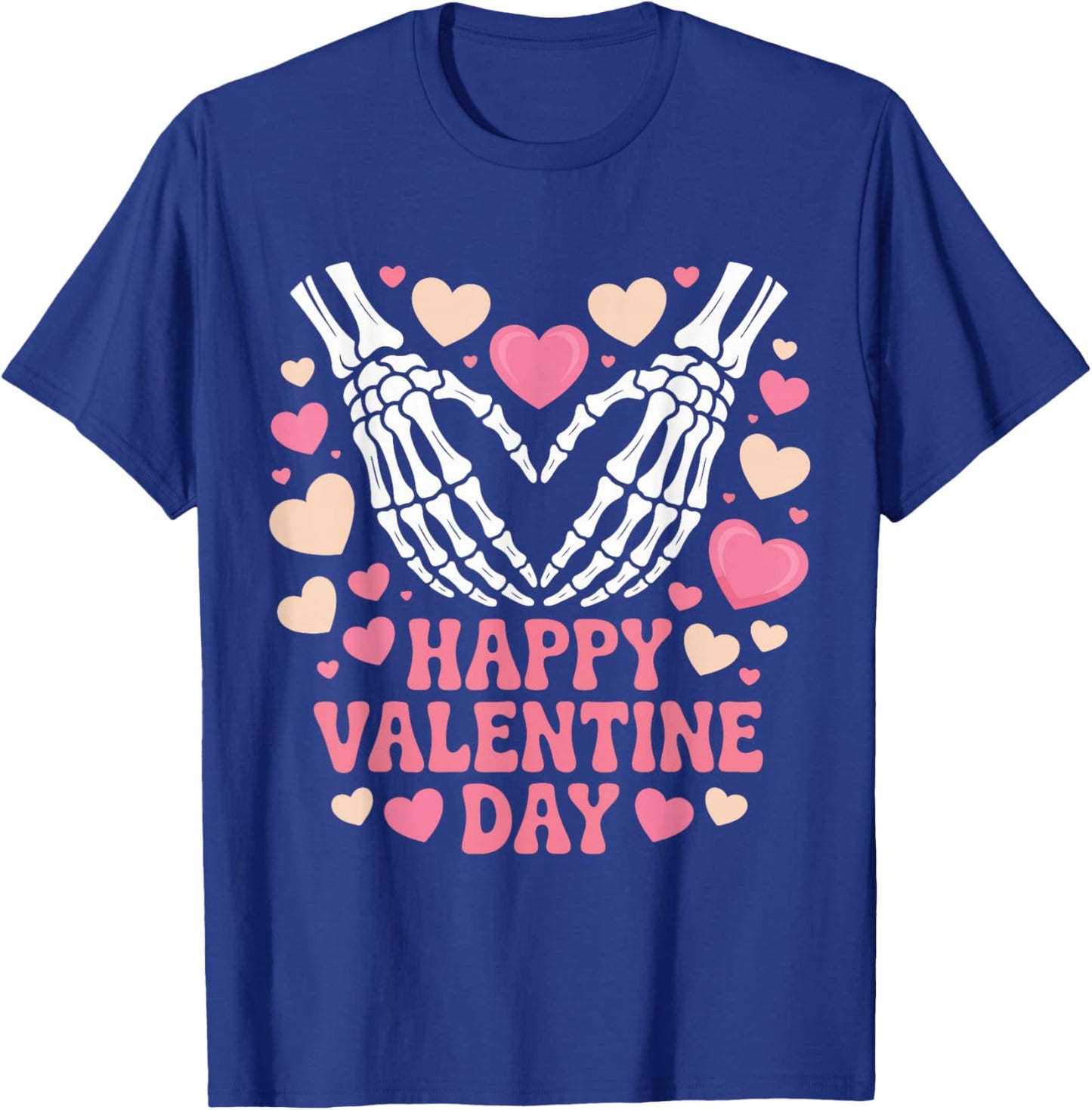 Happy Valentines Day Spooky Skeleton Hands Heart T-Shirt - T-Shirt | Royal