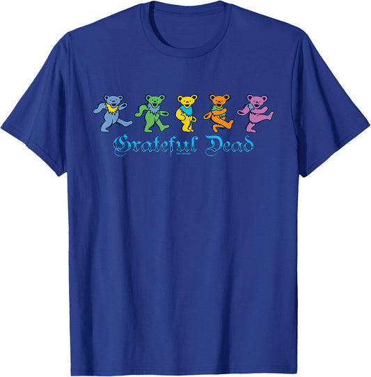 Grateful Dead Dancing Bears with Gothic Logo Vintage Band T-Shirt - T-Shirt | Royal