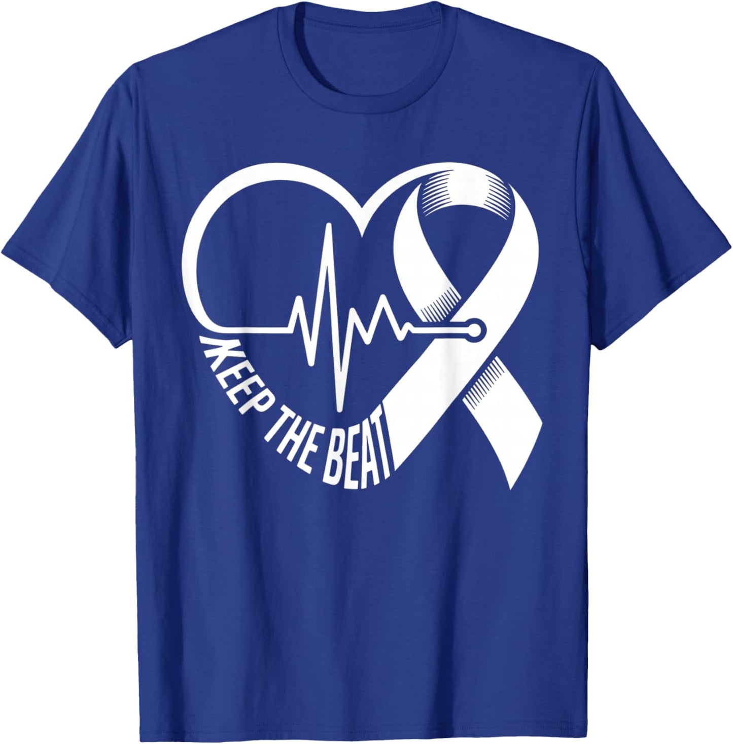 Heart Disease Awareness Heartbeat CHD Wear Red Heart Health T-Shirt - T-Shirt | Royal