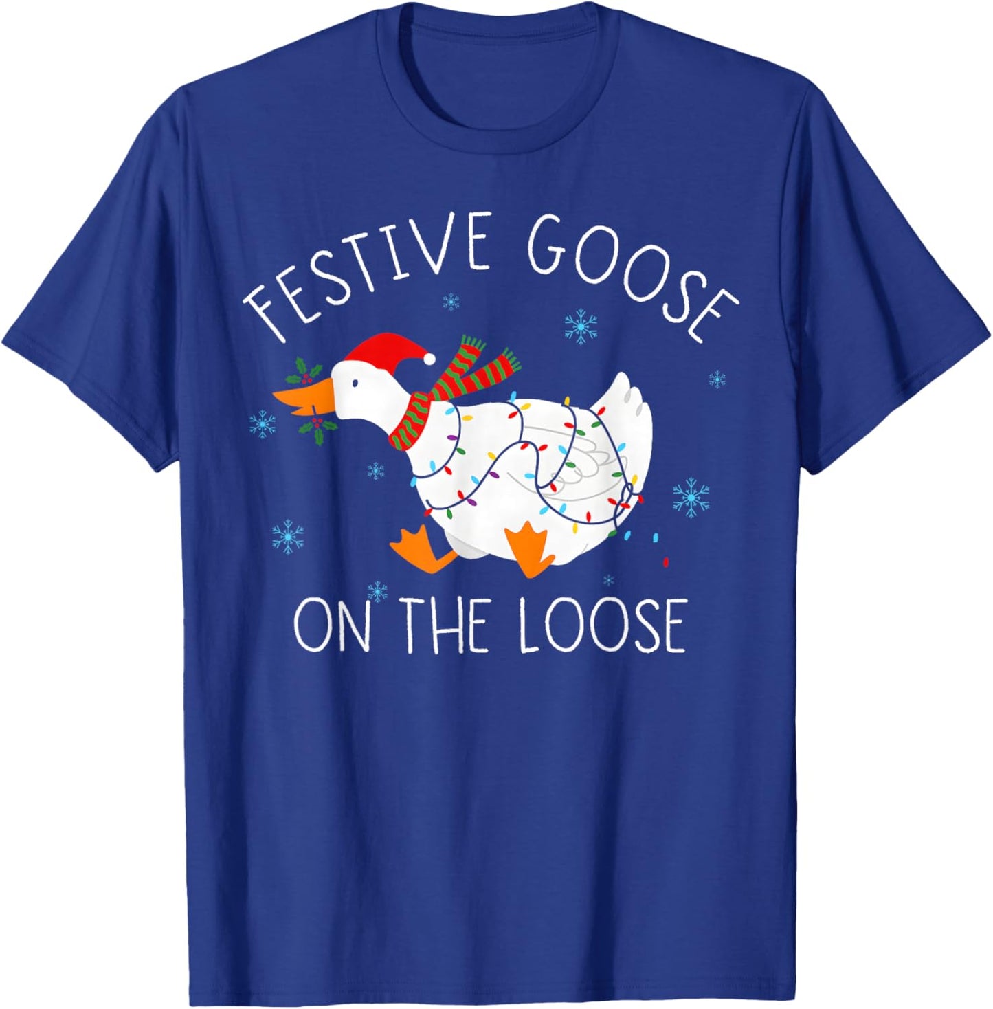 Vintage Funny Festive Goose on The Loose Christmas Xmas T-Shirt - T-Shirt | Royal