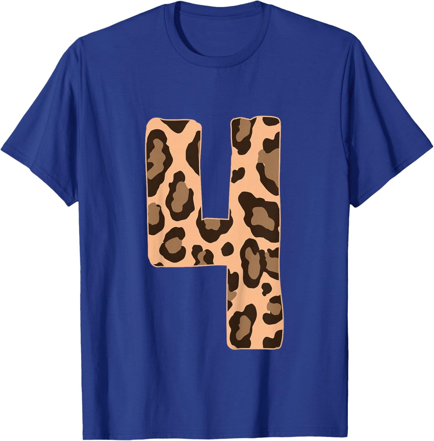 Cheetah Kids 4 Year Old Girl Cheetah Print 4th Birthday T-Shirt - T-Shirt | Royal