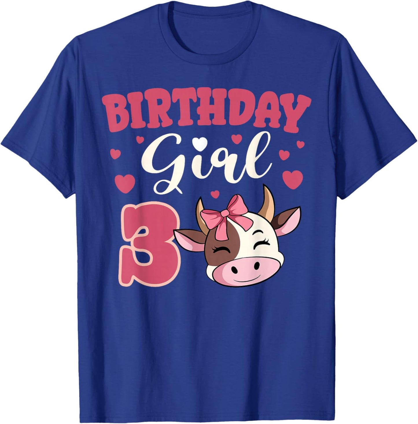 Cow 3rd Birthday Girl Party Moo Barn Animal Farmyard Vet T-Shirt - T-Shirt | Royal