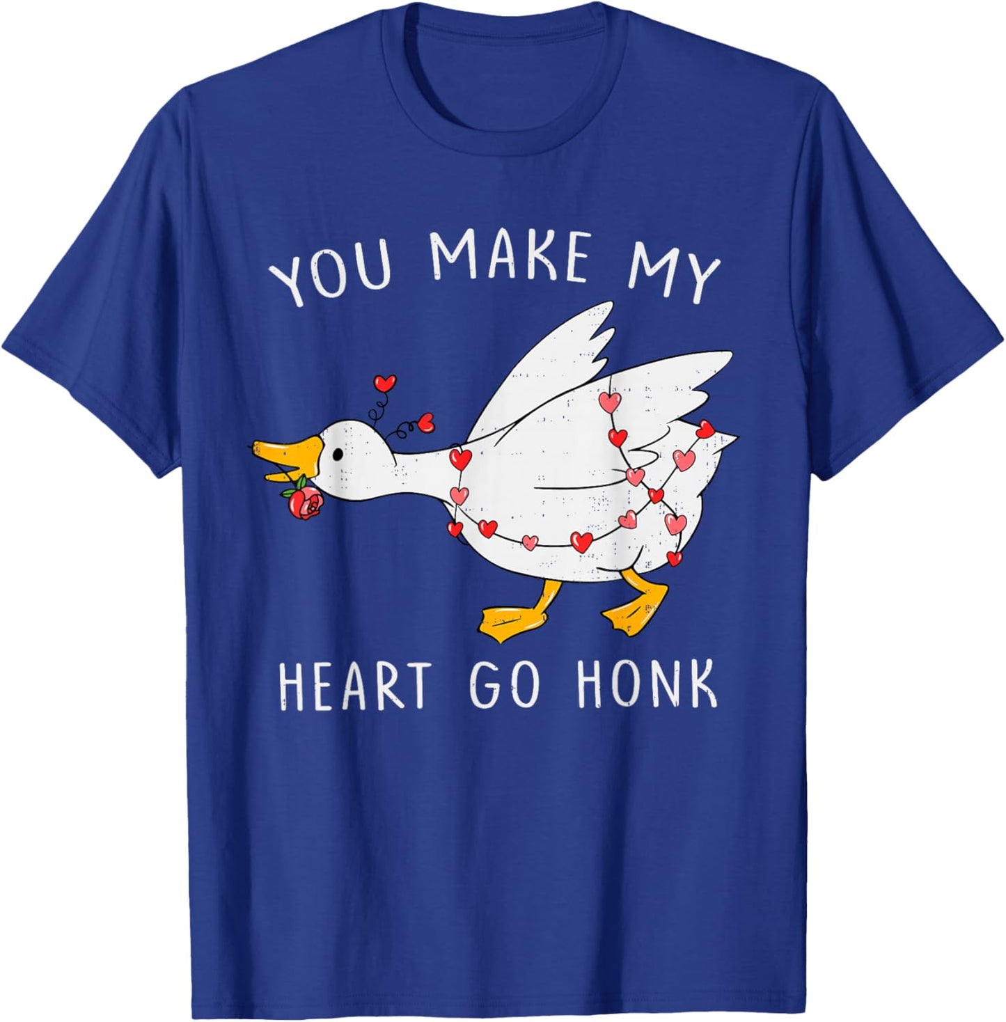 Go Honk Goose Heart Funny Valentines Day Couple Men Women T-Shirt - T-Shirt | Royal