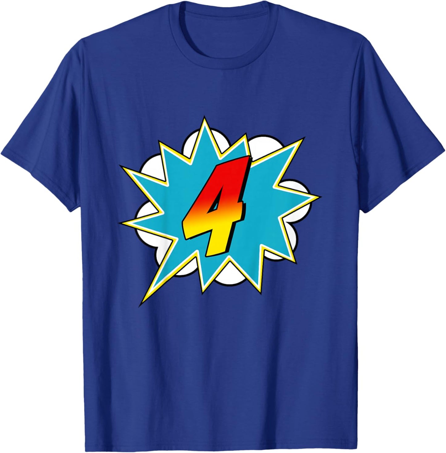 4-4th Birthday Superhero Four Years Old Comic Book T-Shirt - T-Shirt | Royal
