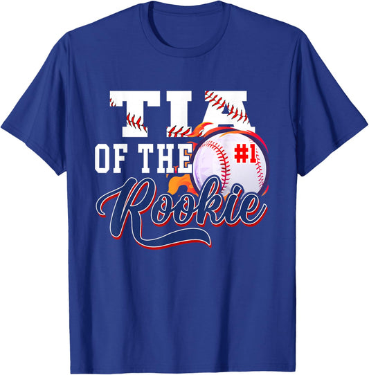 Tia Rookie of Year 1st Birthday Baseball Theme Matching T-Shirt - T-Shirt | Royal