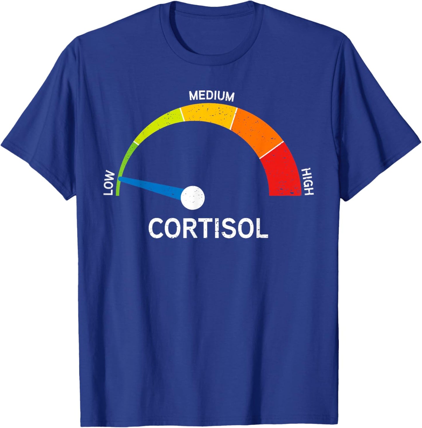 Funny Cortisol Level Speedometer Stress Meme T-Shirt - T-Shirt | Royal