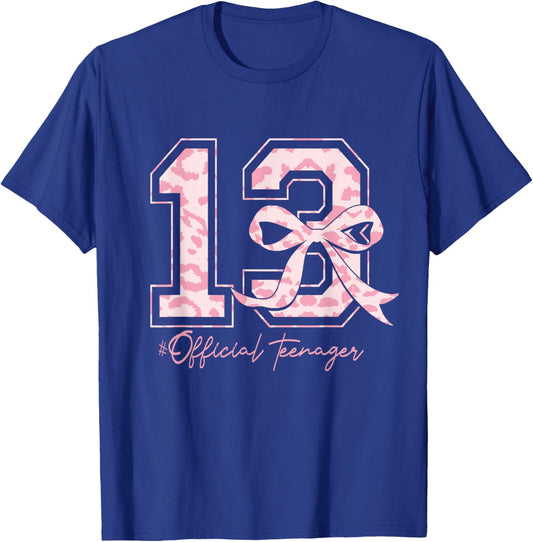 Coquette Bow 13th Birthday Girl Official Teenager 13 Yr Old T-Shirt - T-Shirt | Royal