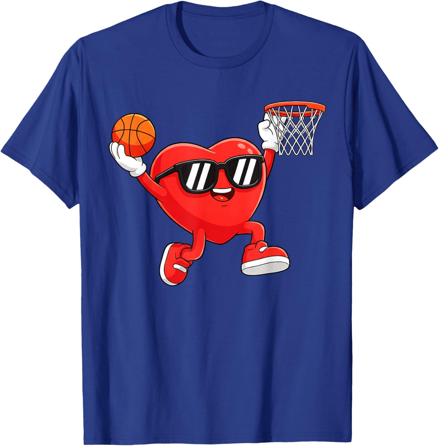 Heart Play Basketball Valentines Day for Teen Boys Girls Kid T-Shirt - T-Shirt | Royal