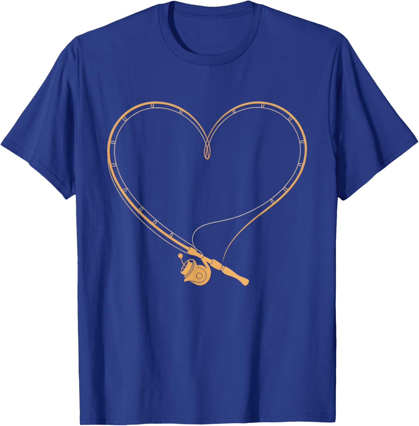Fishing Rod Heart Valentine's Day Fisherman Love Bass Angler T-Shirt - T-Shirt | Royal