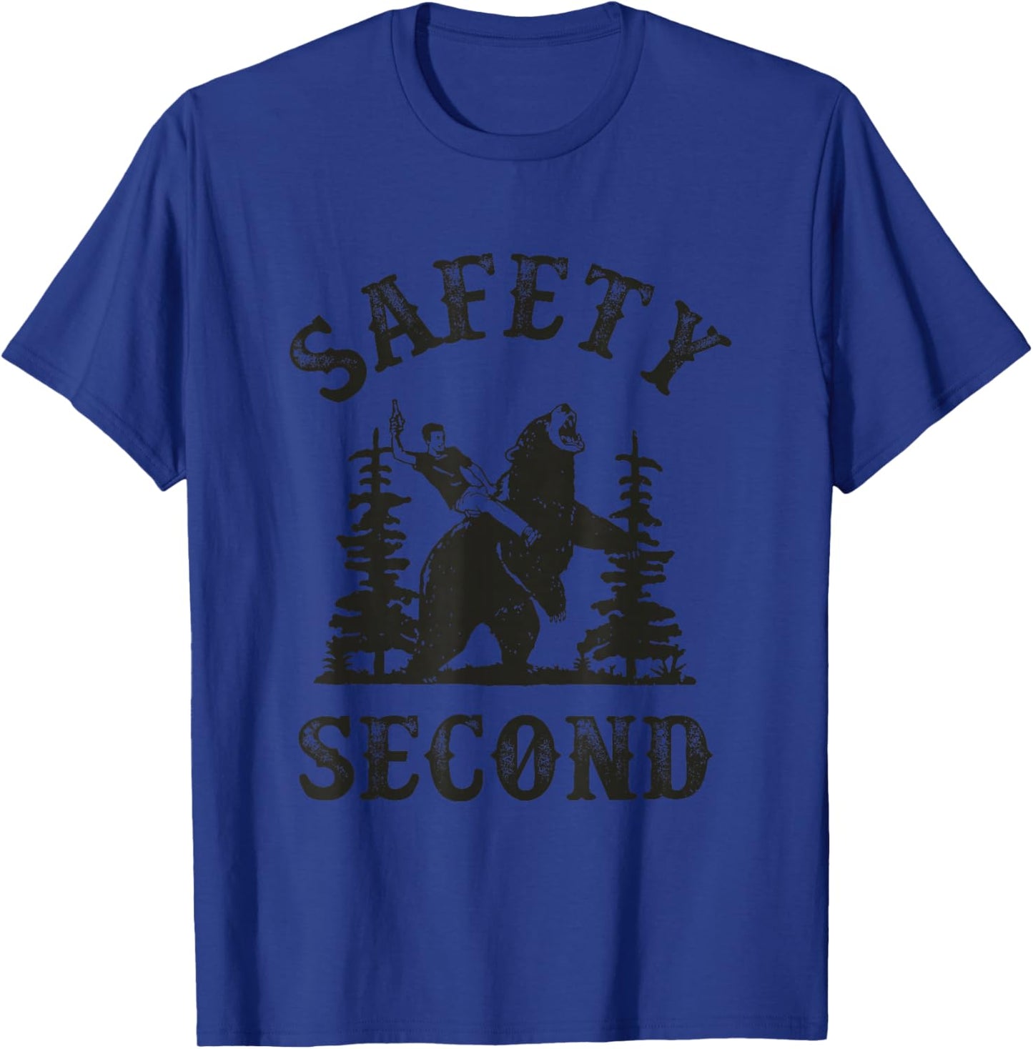 Safety Second Funny Cowboy Riding Bear Sarcastic Safety T-Shirt - T-Shirt | Royal