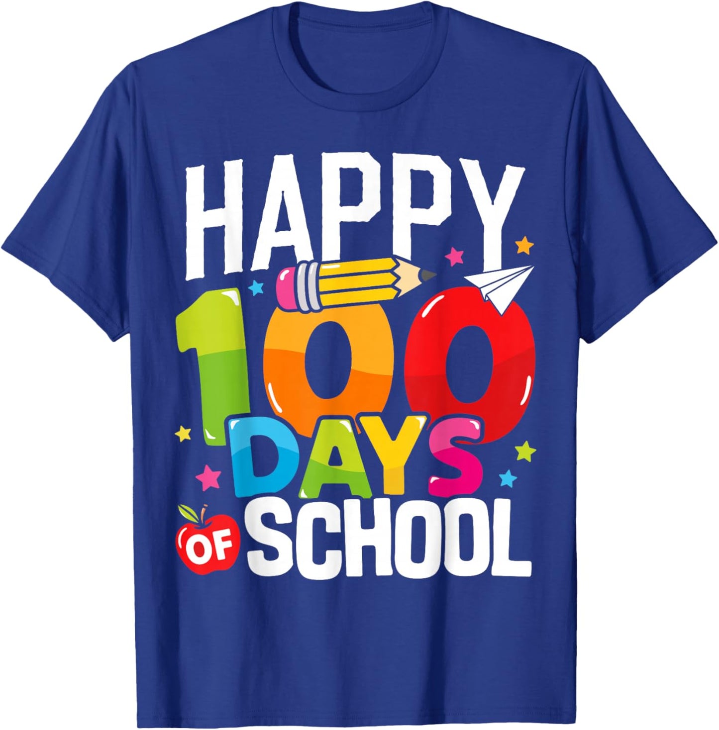 Happy 100 Days of School Teacher 100th Day of School Kids T-Shirt - T-Shirt | Royal