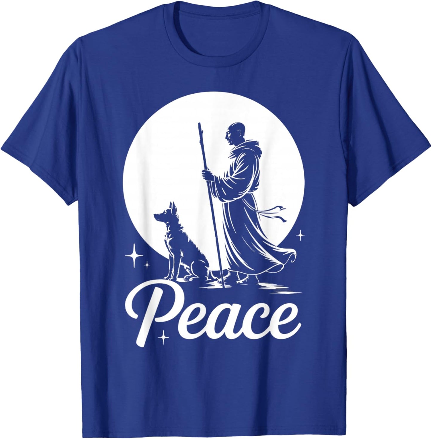 Fun Walk for Peace Calm Monks with Dog Meditation Dogs Lover T-Shirt - T-Shirt | Royal