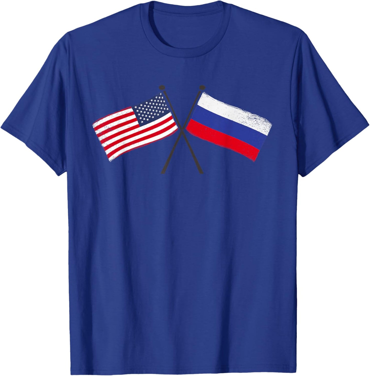 USA Russia Crossed Flags American Russian Friendship T-Shirt - T-Shirt | Royal