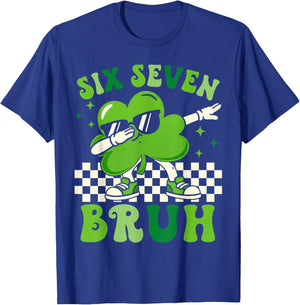 Six Seven Bruh Shamrock 67 Meme St Patrick's Day Boys Girls T-Shirt - T-Shirt | Royal